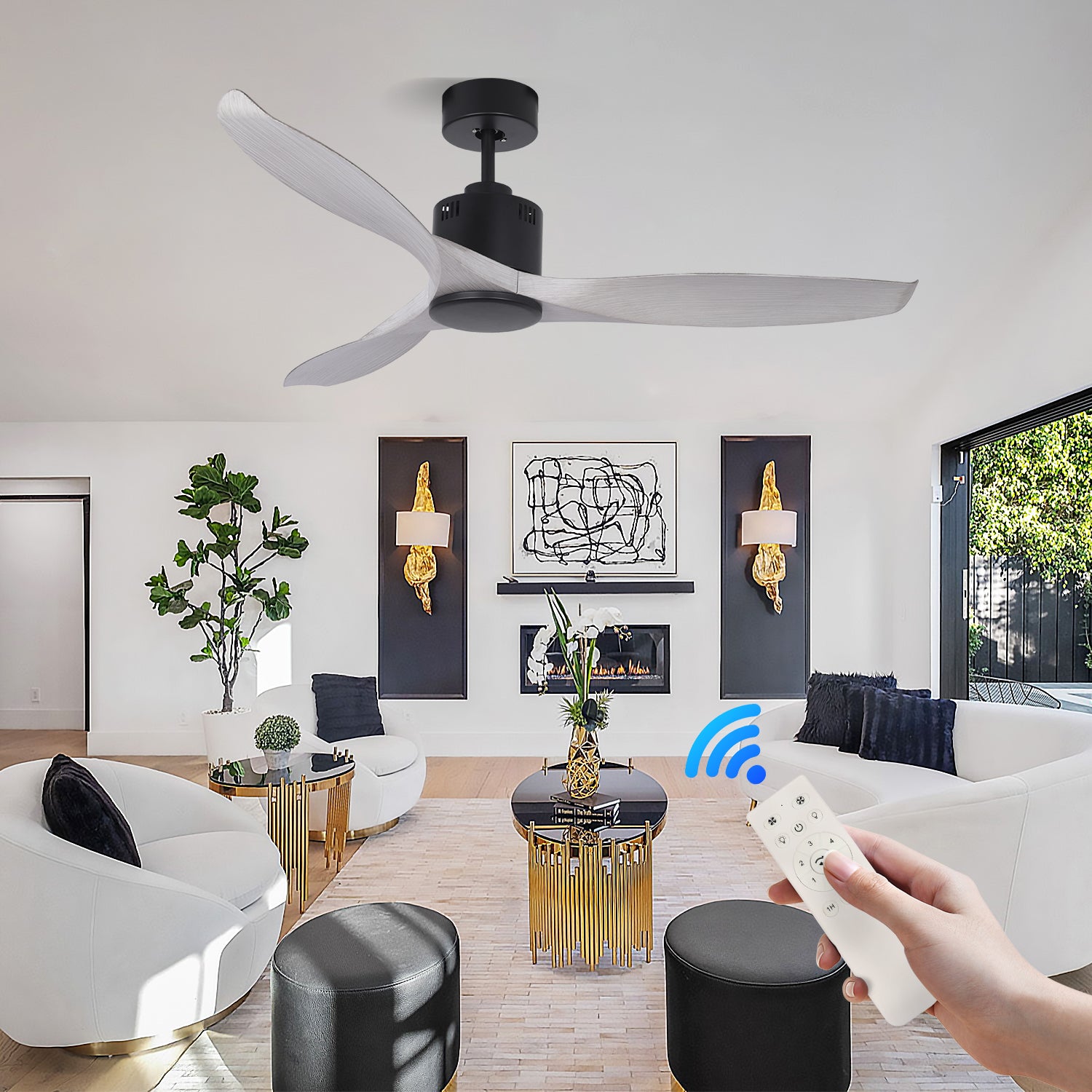 Yzkj Ceiling Fan Led 56w With Lighting App And Remote - View #4