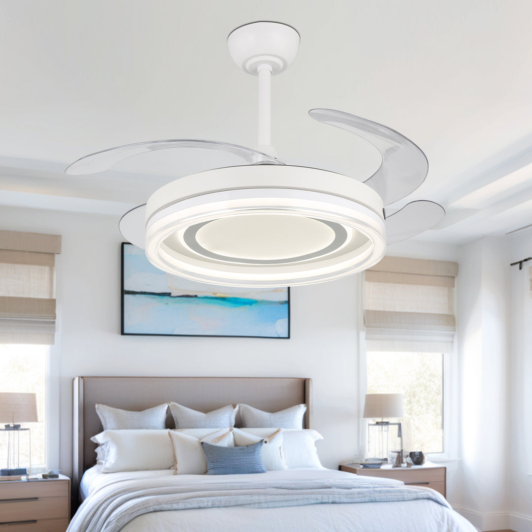 4E4A2910 4 Hidden Blades Remote Control Ceiling Fan