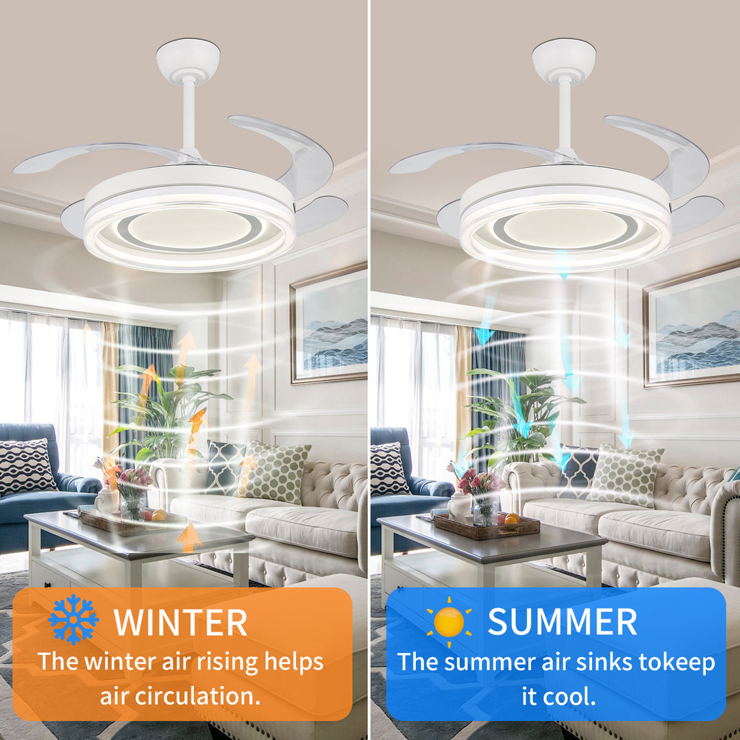 4E4A2910 4 Hidden Blades Remote Control Ceiling Fan