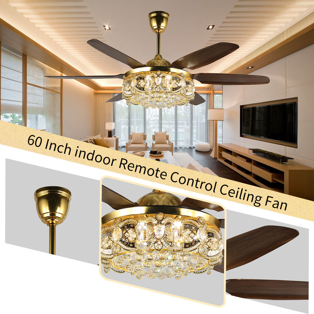 4E4A6905 Classic 6 Blades Remote Control Luxury Ceiling Fan