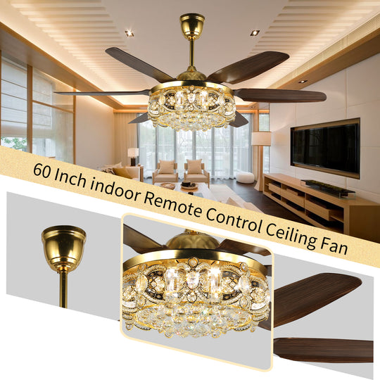 4E4A6905 Classic 6 Blades Remote Control Luxury Ceiling Fan