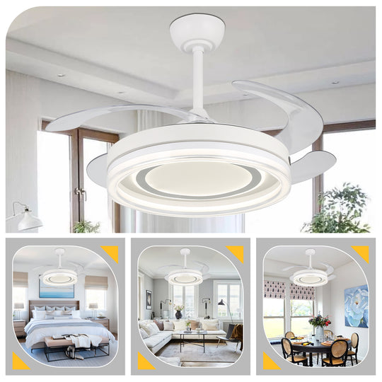 4E4A2910 4 Hidden Blades Remote Control Ceiling Fan