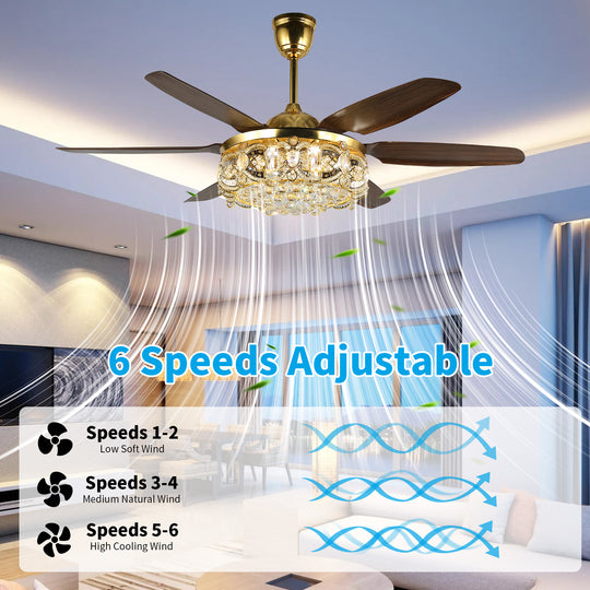 4E4A6905 Classic 6 Blades Remote Control Luxury Ceiling Fan