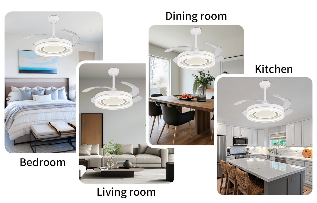 4E4A2910 4 Hidden Blades Remote Control Ceiling Fan