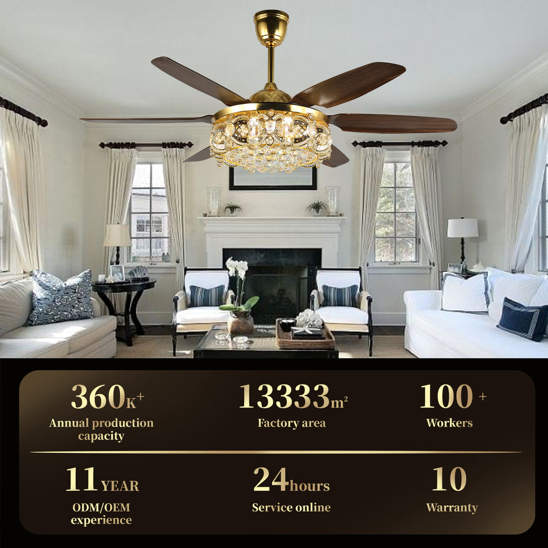 4E4A6905 Classic 6 Blades Remote Control Luxury Ceiling Fan