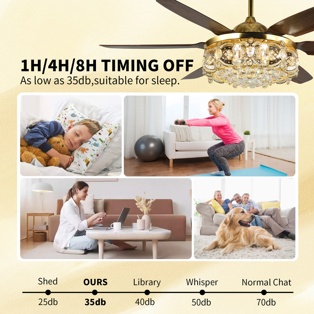 4E4A6905 Classic 6 Blades Remote Control Luxury Ceiling Fan