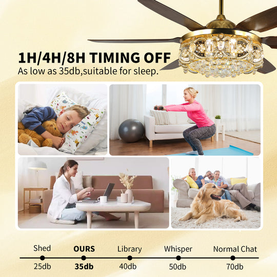 4E4A6905 Classic 6 Blades Remote Control Luxury Ceiling Fan