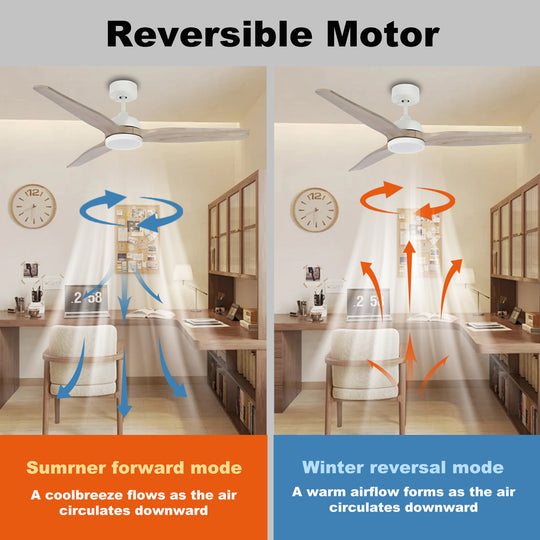 CF34815B-WH 3 Soild Wood Blades Ceiling Fan