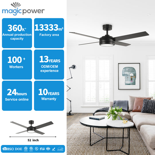 CF52385-BK-BK 3 Plywood Blades DC Motor LED Ceiling Fan