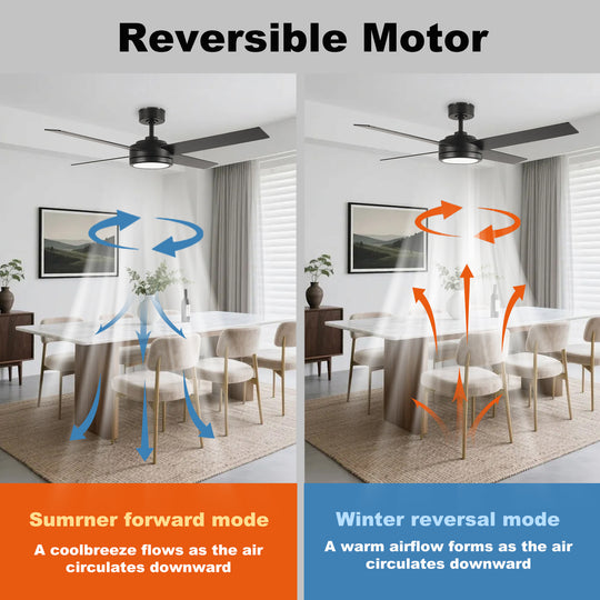 CF52385-BK-BK 3 Plywood Blades DC Motor LED Ceiling Fan