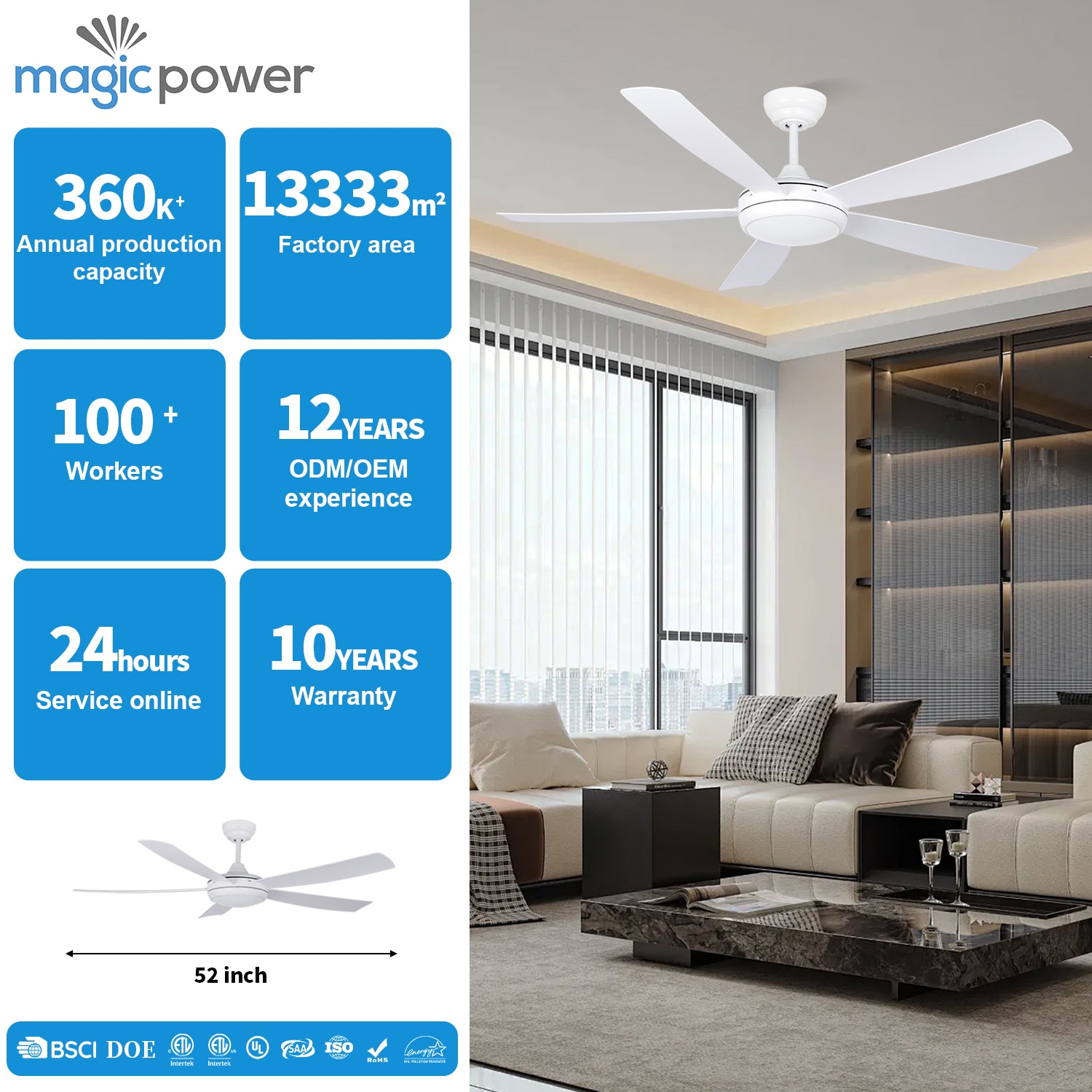 MGN25008 ceiling fan with light