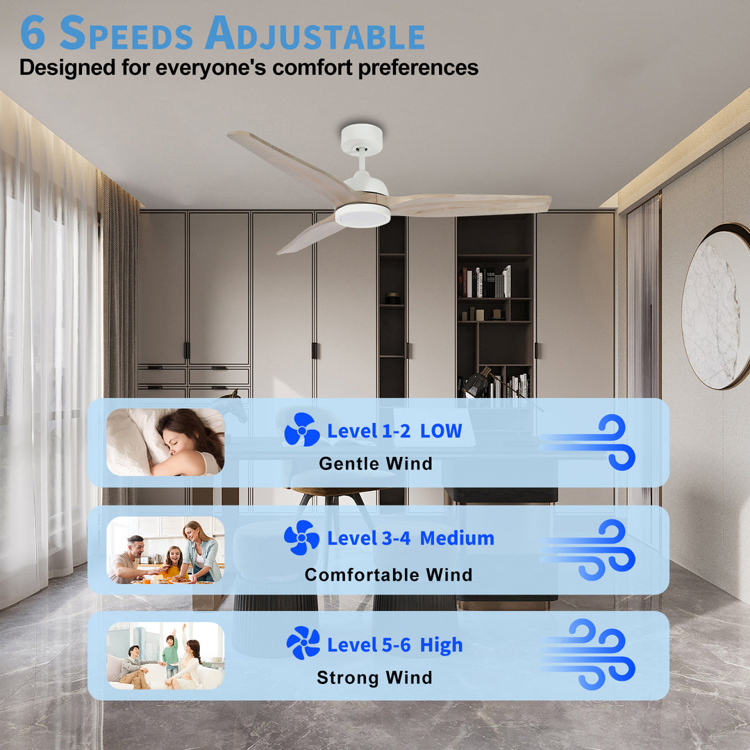 CF34815B-WH 3 Soild Wood Blades Ceiling Fan