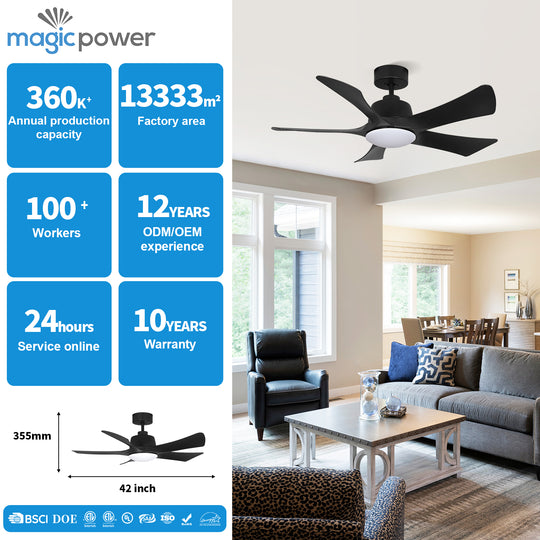 MGN25010 Simple Black Indoor Remote Control Ceiling Fan