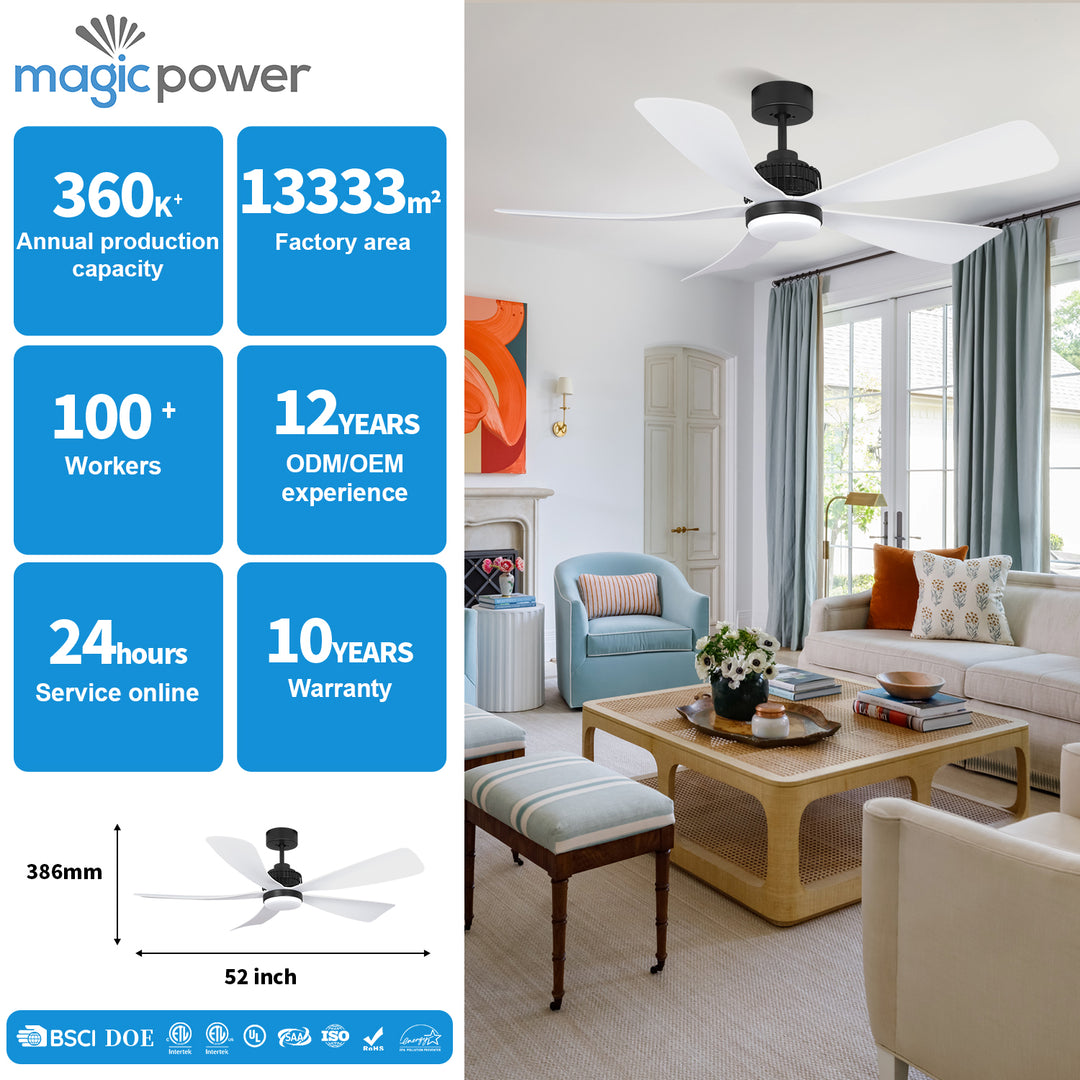 MGN25009 Modern White Remote Control Decorative Ceiling Fan