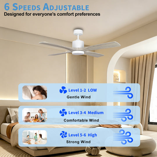 MGN26005 4 Solid Wood Blades Remote Control Ceiling Fan