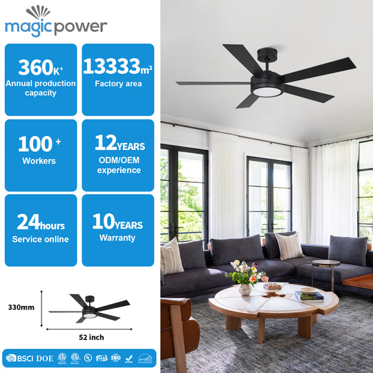 CF52585 Modern Black Plywood Blades Decorative Ceiling Fan