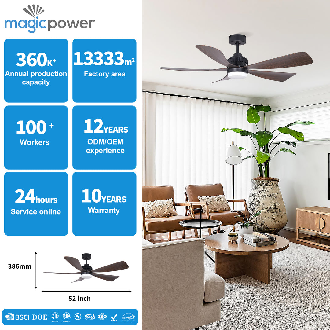 MGN25009-BK 5 ABS Blades Outdoor Ceiling Fan WIth LIght
