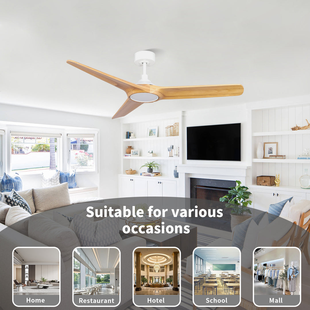 MGN25020-WH Solid Wood 52 Inch Remote Control Ceiling Fan