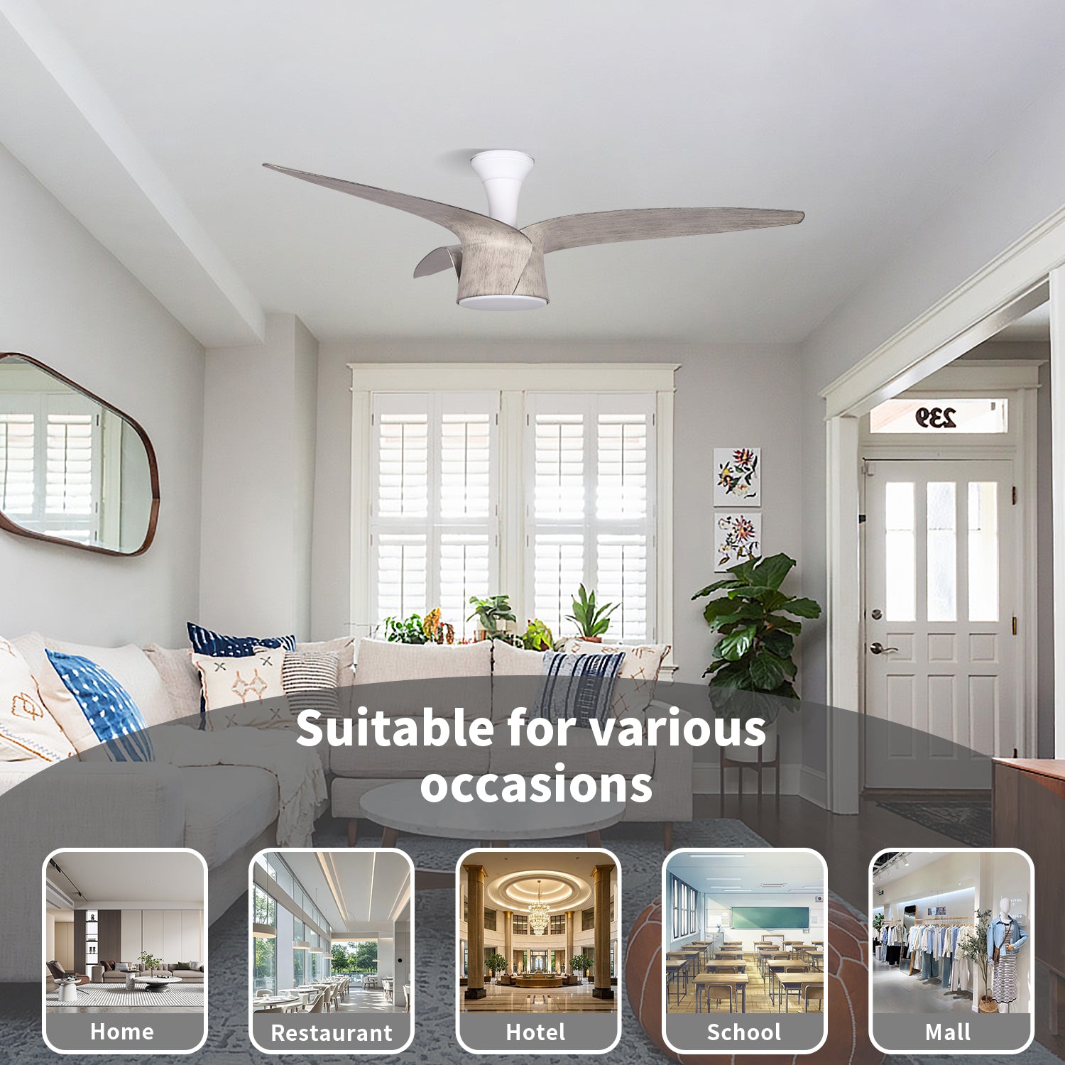 MGN25014 Modern Indoor Wood Grain Ceiling Fan With Light and Remote