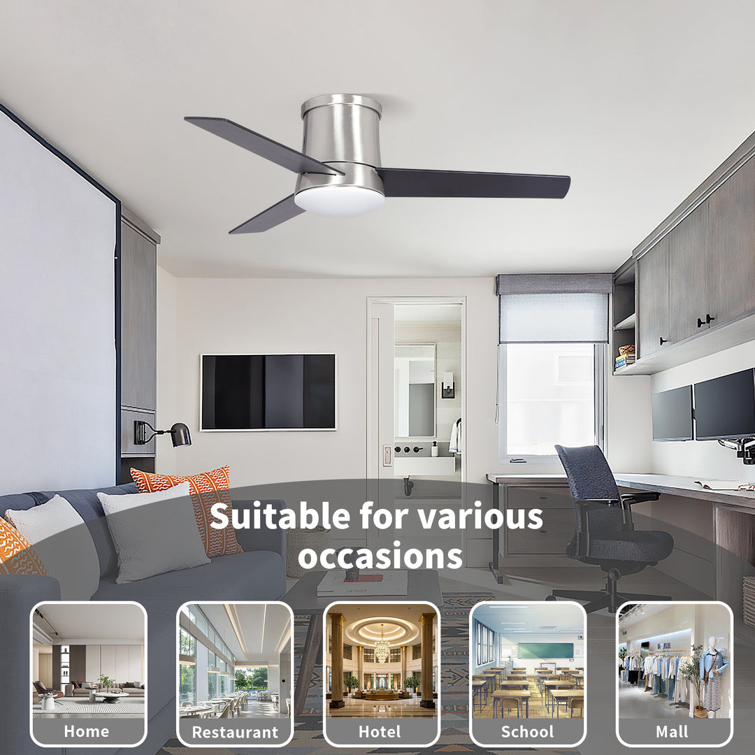 MGN24041 Flush Mount DC Motor Ceiling Fan With Light