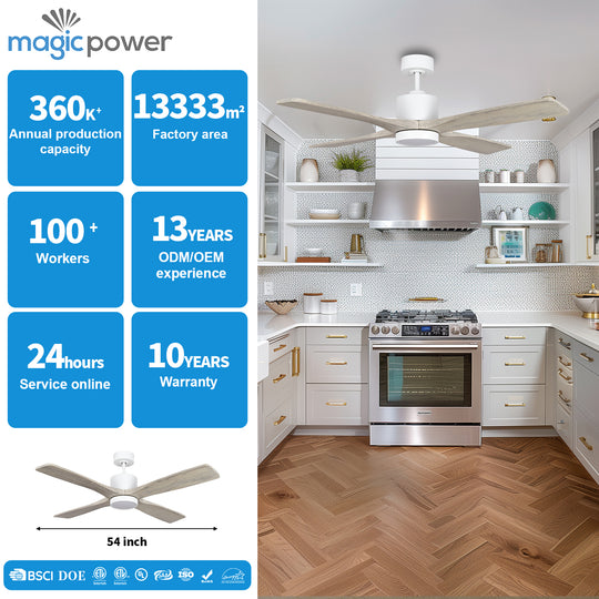 MGN26005 4 Solid Wood Blades Remote Control Ceiling Fan