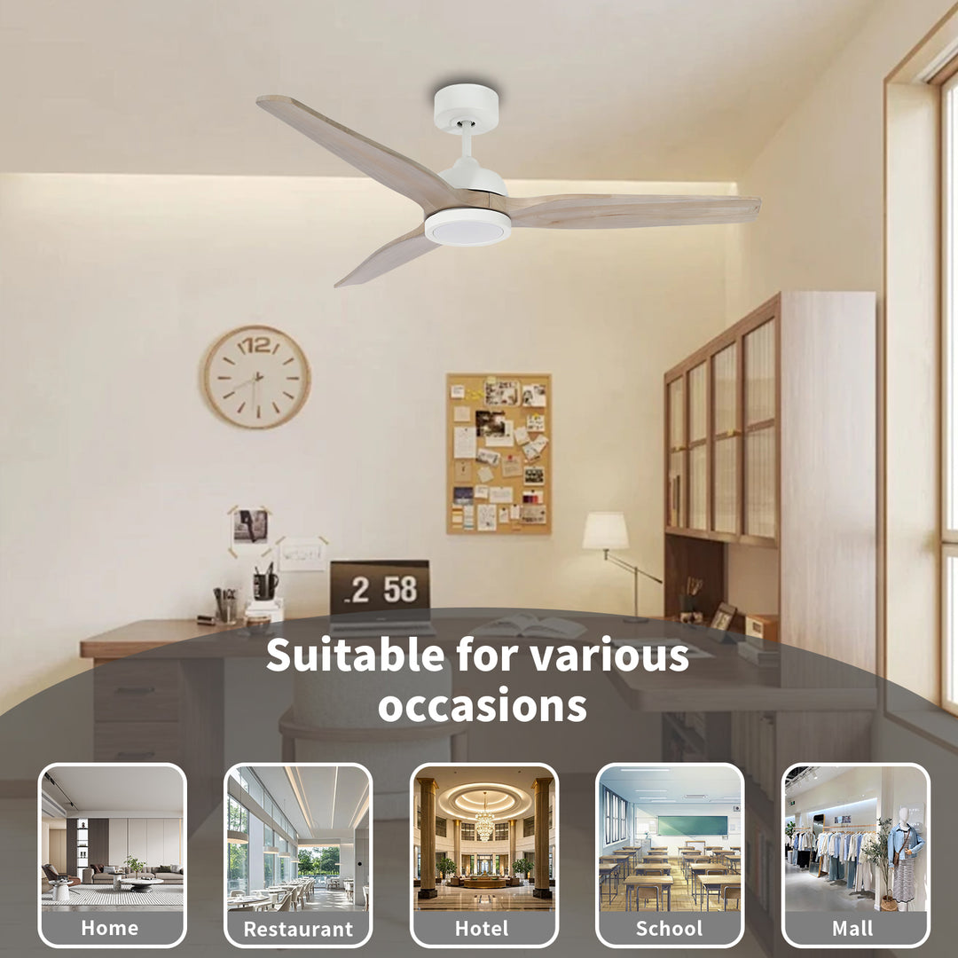 CF34815B-WH 3 Soild Wood Blades Ceiling Fan