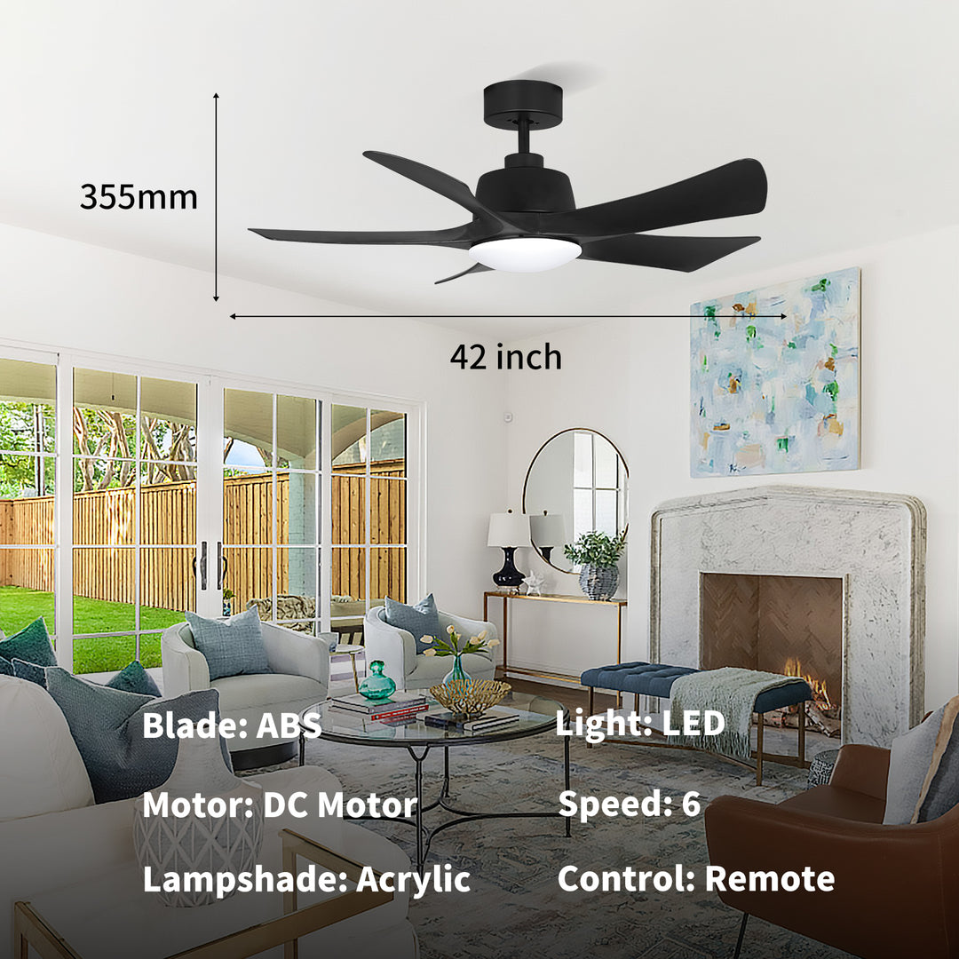 MGN25010 Simple Black Indoor Remote Control Ceiling Fan