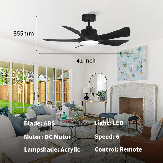 MGN25010 Simple Black Indoor Remote Control Ceiling Fan