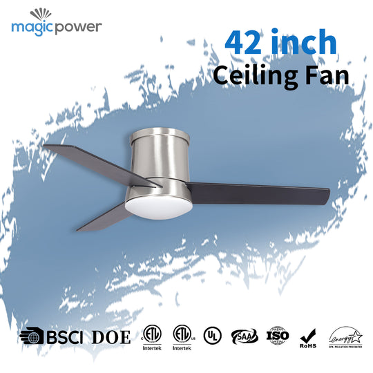 MGN24041 Flush Mount DC Motor Ceiling Fan With Light