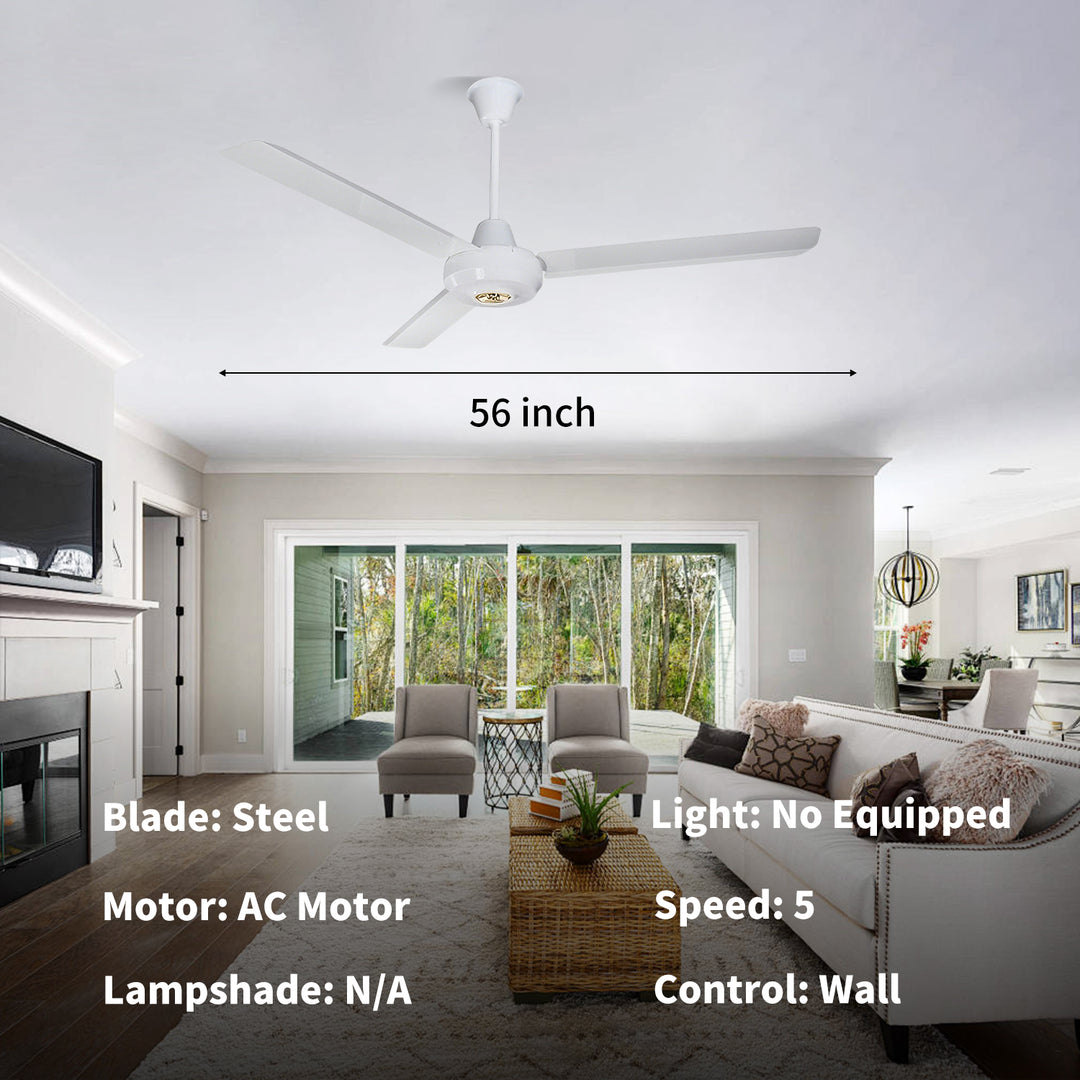 WL-B5622 Big Size 56 Inch White Modern Ceiling Fan