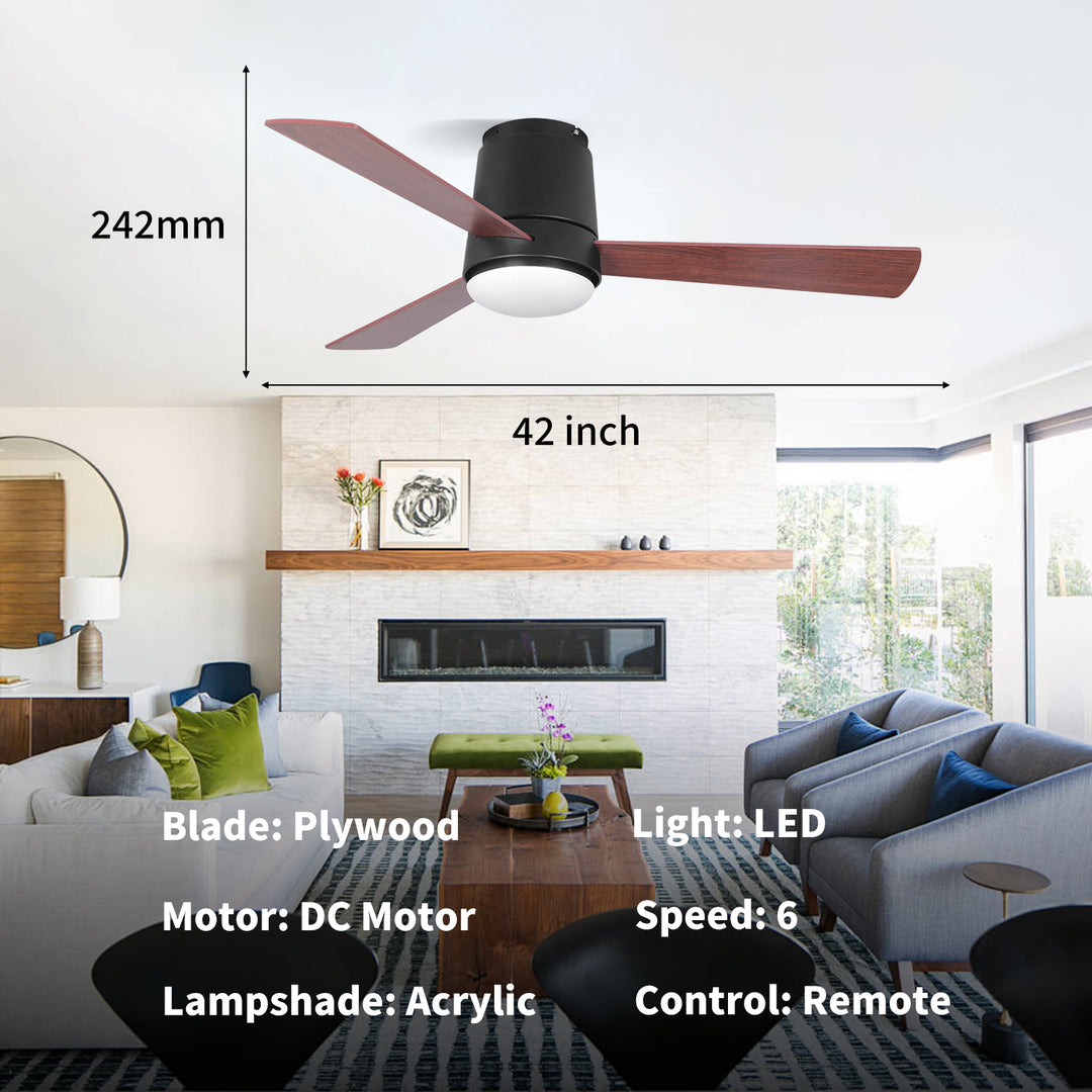 MGN24040 Flush Mount Remote Control Ceiling Fan With Light
