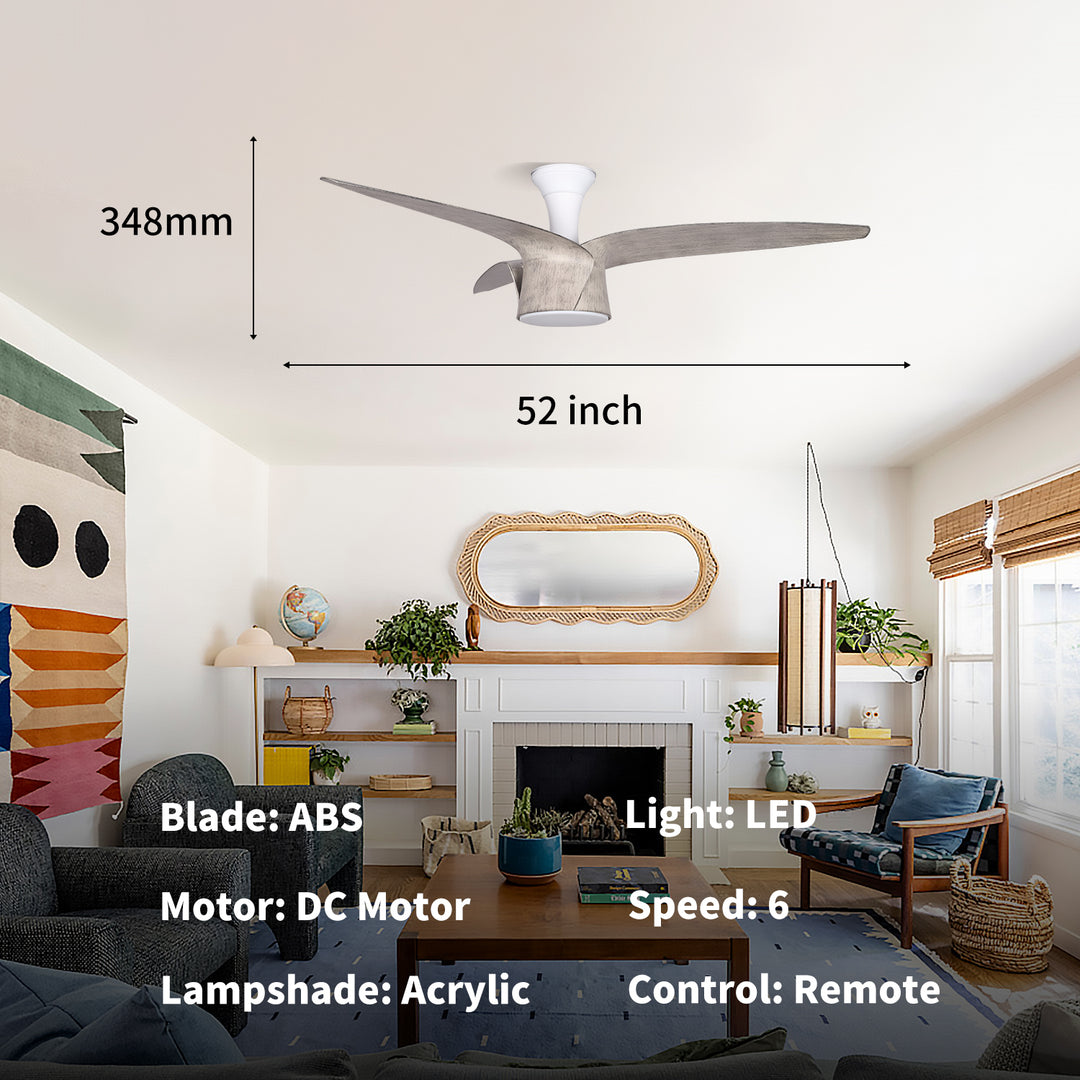 MGN25014 Modern Indoor Wood Grain Ceiling Fan With Light and Remote