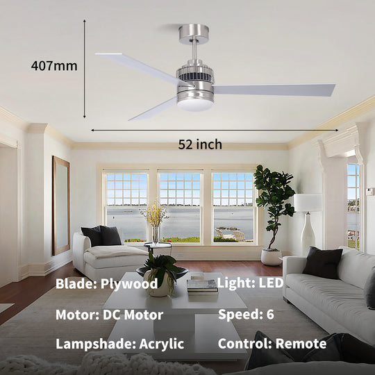 MGN24039 Stain Nickel Dimmable Light Ceiling Fan