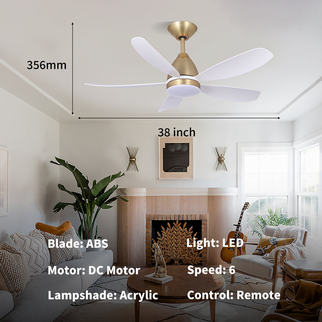 MGN24001-WG White ABS Blades 38 Inch Ceiling Fan