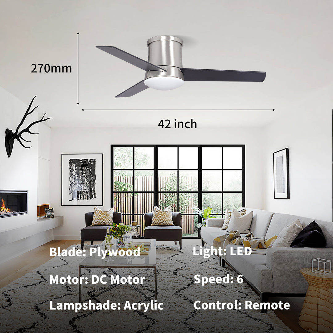 MGN24041 Flush Mount DC Motor Ceiling Fan With Light