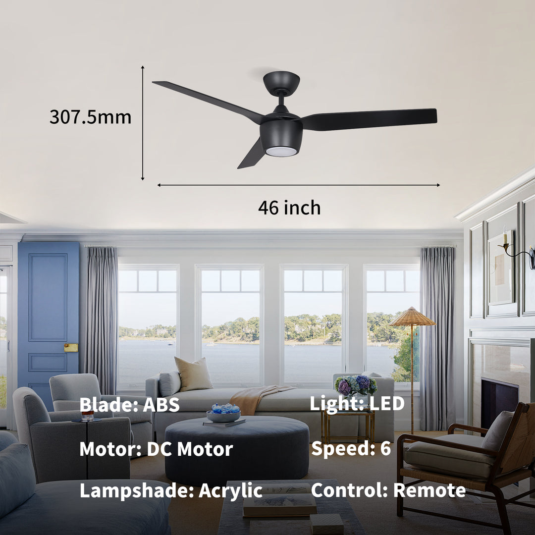 MGN25021 46 Inch Energy Saving Silent ABS Remote Control Ceiling Fan