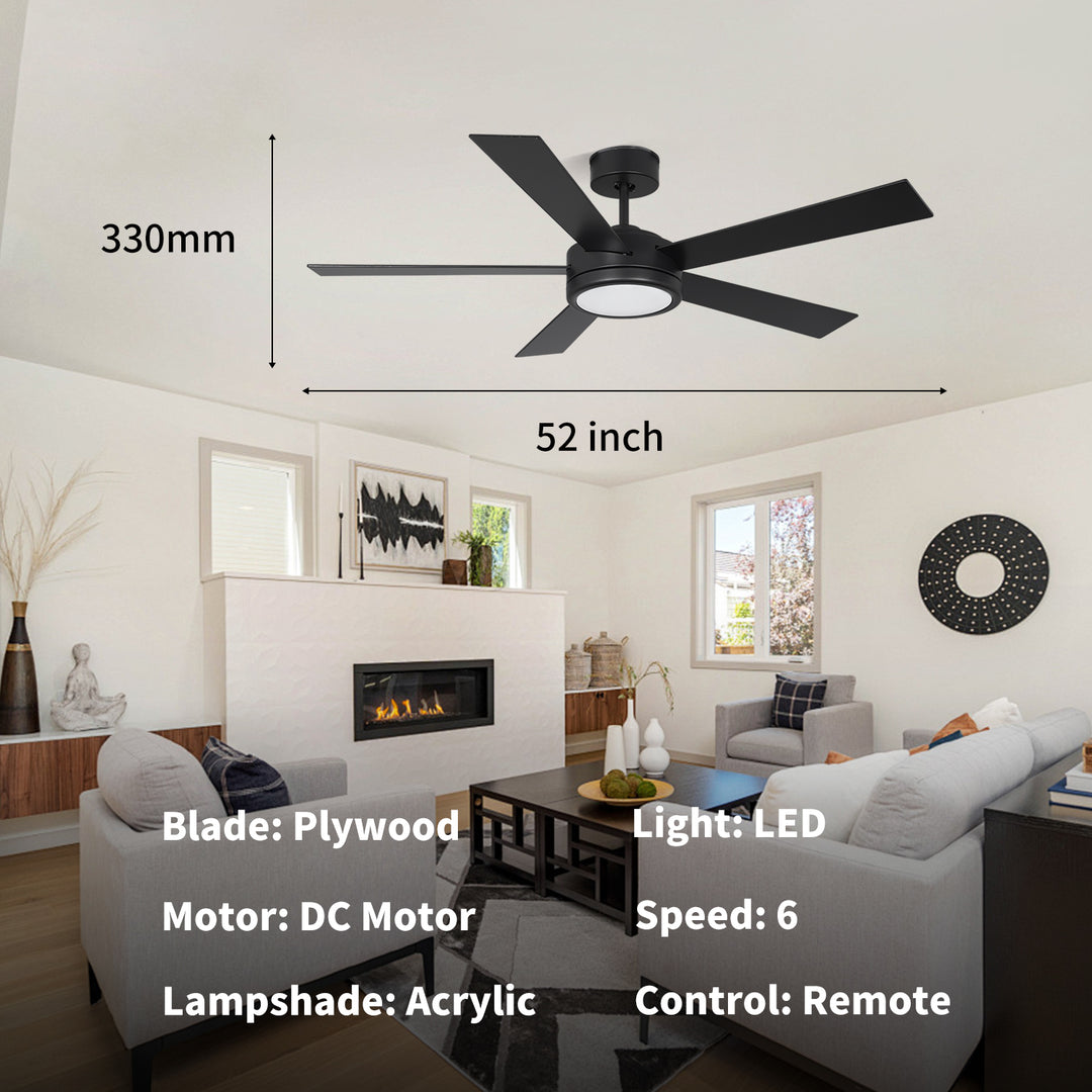 CF52585 Modern Black Plywood Blades Decorative Ceiling Fan