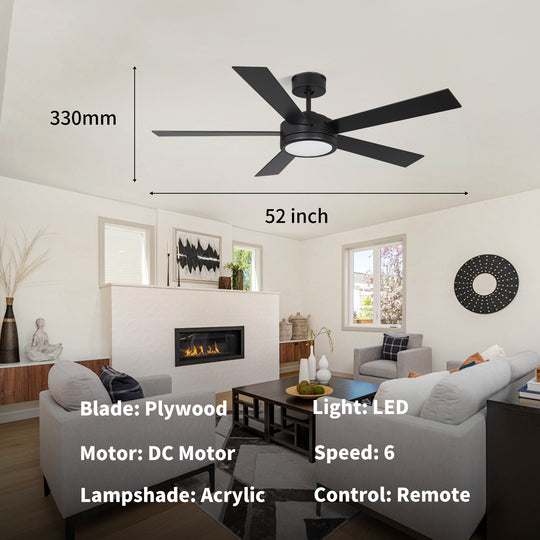 CF52585 Modern Black Plywood Blades Decorative Ceiling Fan
