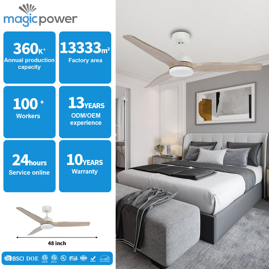 CF34815B-WH 3 Soild Wood Blades Ceiling Fan