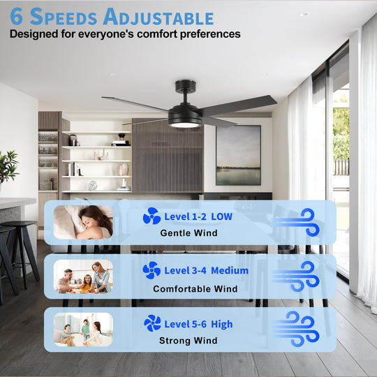 CF52385-BK-BK 3 Plywood Blades DC Motor LED Ceiling Fan