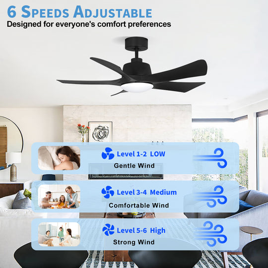 MGN25010 Simple Black Indoor Remote Control Ceiling Fan