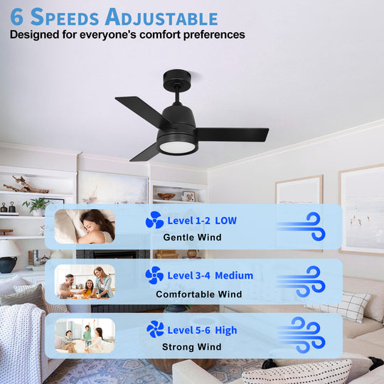 MGN25016 Mini 36 Inch Black Wall Control Ceiling Fan
