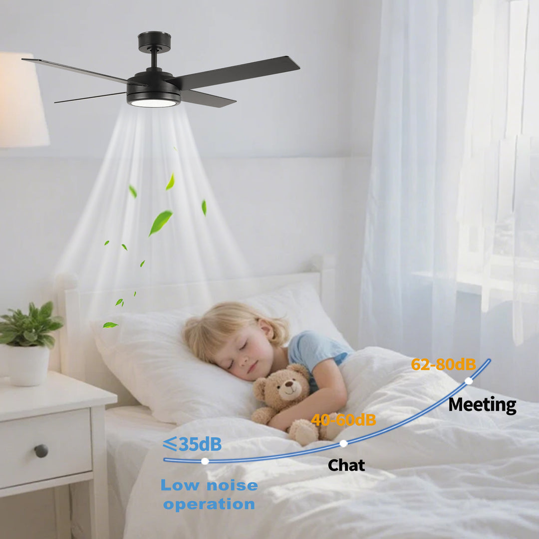 CF52385-BK-BK 3 Plywood Blades DC Motor LED Ceiling Fan
