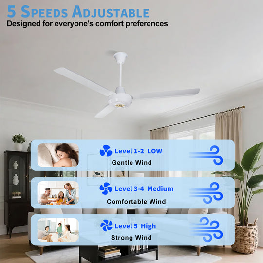 WL-B5622 Big Size 56 Inch White Modern Ceiling Fan