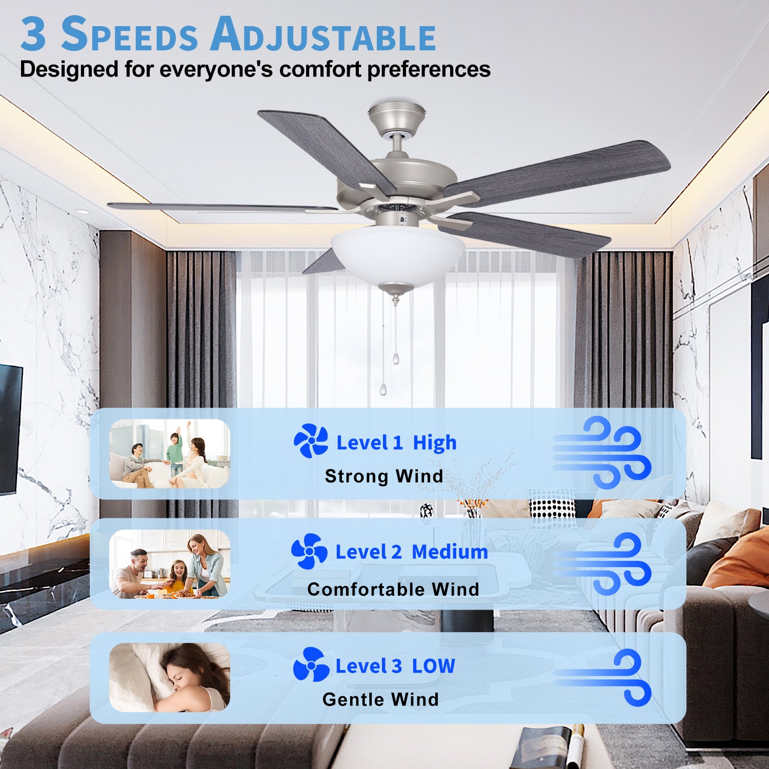 CF52878R Chandelier Ceiling Fan With Light