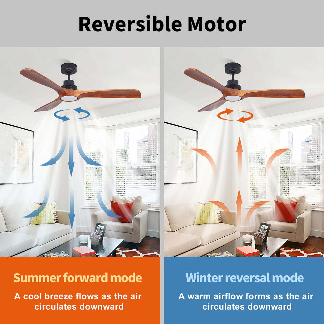 MGN25013 Soild Wood 54 Inch Remote Control Decorative Ceiling Fan