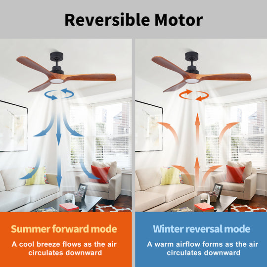 MGN25013 Soild Wood 54 Inch Remote Control Decorative Ceiling Fan