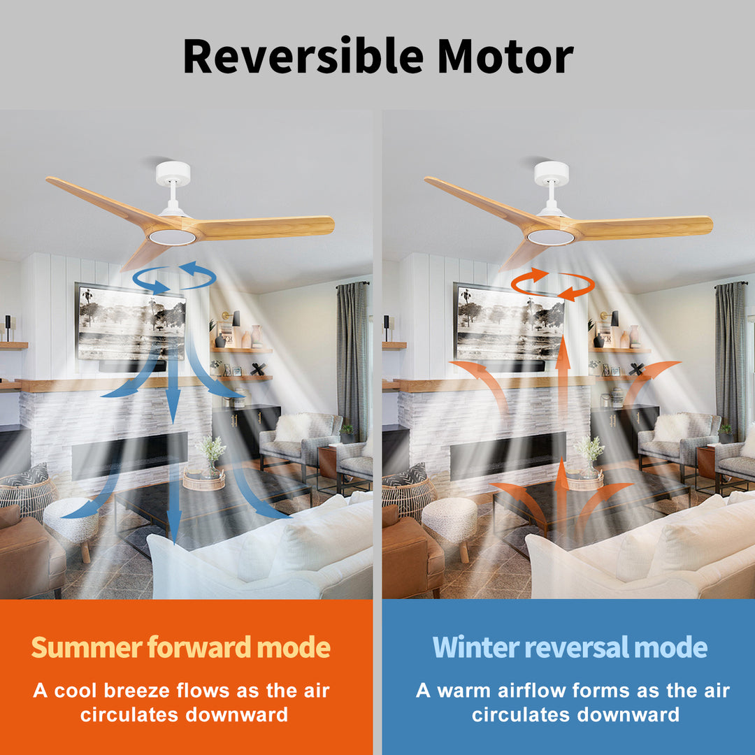 MGN25020-WH Solid Wood 52 Inch Remote Control Ceiling Fan