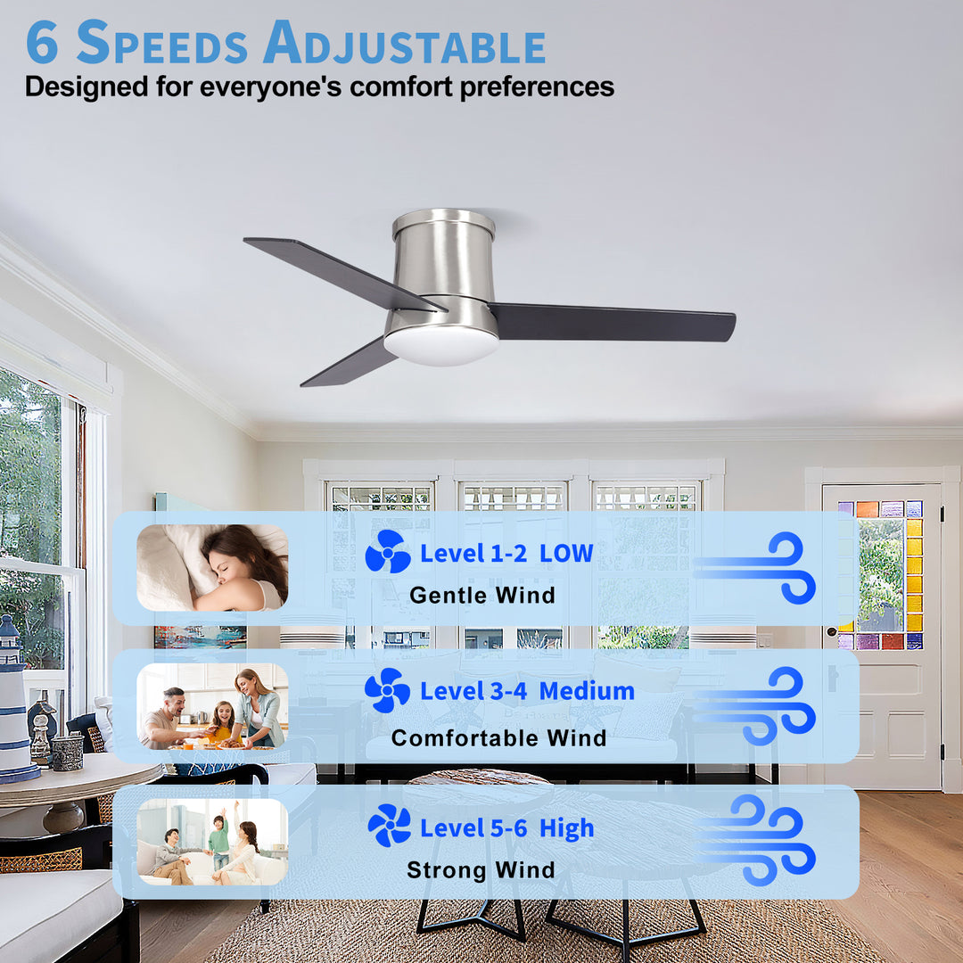 MGN24041 Flush Mount DC Motor Ceiling Fan With Light