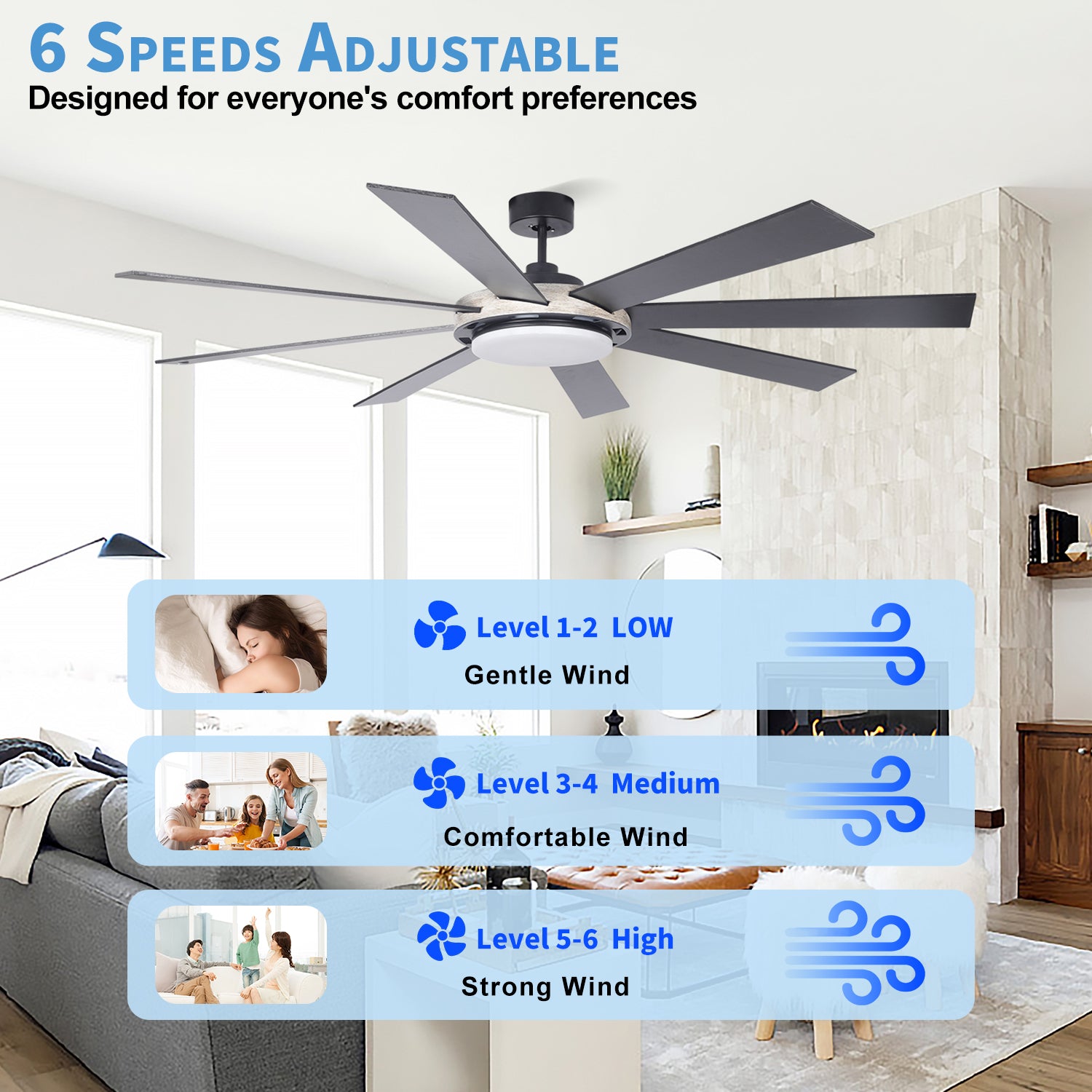 MGN24032 Industrial Metal Ceiling Fan With Light